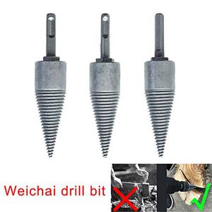 Freeshipping Firewood Machine Drill Tool Wood Reamer Punch Bit Split Woodwork Cone Drilling Tool Handle Chopping Bit (3Pcs(Hex Shank + Roun