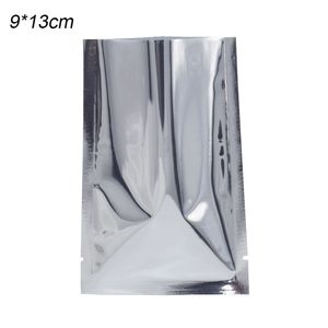 9 * 13 cm Otwarty TOP Mylar Torba do Bulk Żywność Zapach Przechowywania Folia Aluminiowa Worki Próżniowe Kawy Mleko Proszek Pakiety Wouch 200 sztuk / partia