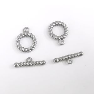 in bulk lot of 10sets screw thread Toggle Clasp Set silver Stainless steel making Jewelry findings hooks DIY clasp