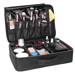 Wholesale Professional Oxford Fabric Cosmetics Cosmetic Bag with Makeup Artist Travel Storage Bag Travel Cosmetic Case US Transportation Black-L