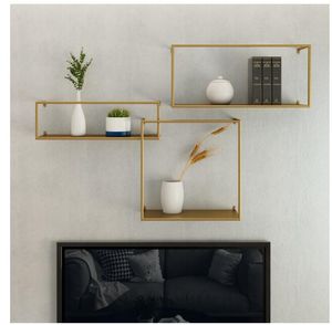 3pcs Wall luggage carrier television Living Room Furniture background Multifunctional storage rack Creative wall-mounted display racks Square iron frame