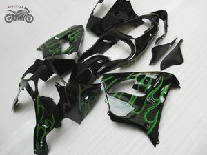 Customize your Motorcycle parts for Kawasaki Ninja 2002 2003 ZX9R ABS plastic green flames Chinese fairing kits ZX-9R ZX 9R 02 03
