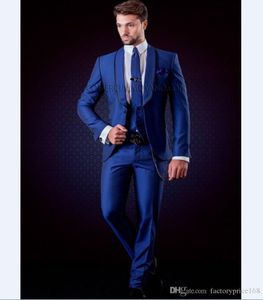 Modische One Button Groomsmen Schal Revers Bräutigam Smoking Männer Anzüge Hochzeit/Abschlussball/Abendessen Trauzeuge Blazer (Jacke + Hose + Krawatte + Weste) 511