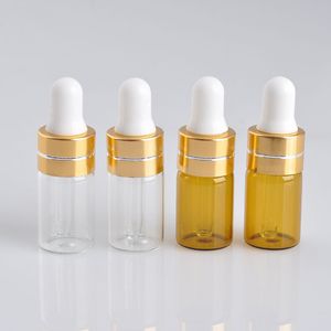 Bottiglie di olio essenziale trasparente ambrato Fiala contagocce da 5 ml con coperchio dorato 2200 pezzi / lotto