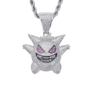 Gold Silver Hip Hop Men Women Chain Necklace Copper Material Iced Out Full Cartoon Characters CZ Pendant Necklacs Jewelry Gifts