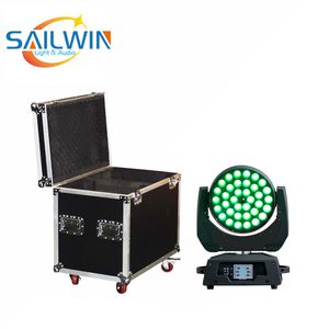 2In1 Flycase / Road Case 36 * 18W 6IN1 RGBAW + UV LED ZOOM Moving Head Wash Light DJ Light Lyre Disco Lighting