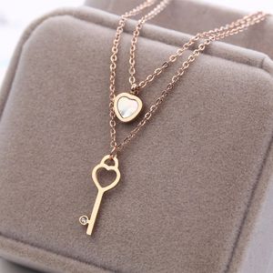 Collana con pendenti in acciaio al titanio all'ingrosso moda donna in oro rosa 14 carati accessori per gioielli a catena corta anallergica antiallergica collare