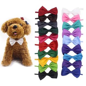 Haustier Krawatte Hund Katze Kragen Blume Zubehör Dekoration liefert reine Farbe Bowknot Krawatte 19 Farben XD22195