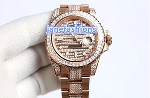 Iced Diamond Men's Watches Top Fashion Boutique Hot Sale Watch Rose Gold rostfritt stål Automatisk mekanisk klocka gratis frakt