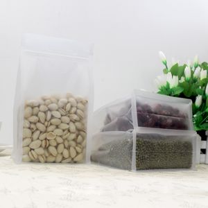 50pcs frosted translucent eight sides sealed packaging stand bag reclosed anti-moisture transparent clear bags food storage standing pouch
