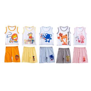 Crianças Legal Verão Bebê Impresso Dos Desenhos Animados Sem Mangas T-Shirt Regatas + Shorts Crianças Meninos Meninas Bonito 2 pcs Set Conjuntos de Roupas Casuais