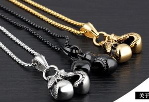 Hot Sale Jewelry Gold Gold/Black/Prata Double Boxing Luve Pingente Men Colar Boxamento Colares de Aço Antelhado