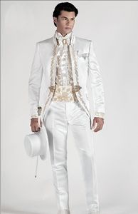 Popular Mandarin Lapeel Bordedsmen Groomsmen One Butroom Groom Tuxedos Men Suits Wedding Wedding/Prom Man Blazer Jaqueta Tie E04