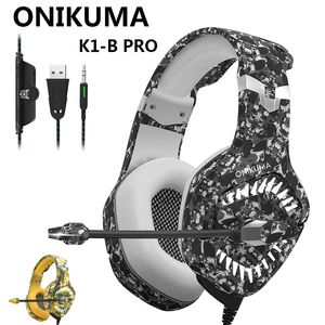 Onikuma 2019 K1 PRO PS4 Gaming headset Wired stereo hörlurar hörlurar med mikrofon för ny Xbox One / Laptop Tablet PC Gamer