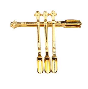 80mm Golden Metal Smoke Shovel Earth Hot Golden Spoon Snuff Pot Nail Spoon