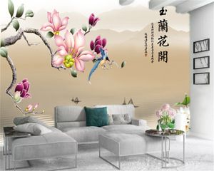 Niestandardowe 3d fotografii tapety Piękny Magnolia Flower Home Decor Salon Sypialnia WallCovering HD Tapeta