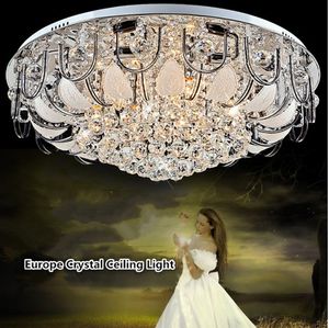 モダンなシンプルな高級リビングルームLEDシャンデリアE14天井灯Dimmable Lustred de Cristal Bright Crystal Glassの天井のガラスの天井灯のためのシーリングランプ