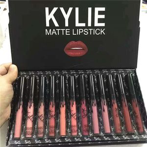 12 Stück in 1 KY Mattflüssiges Lipgloss-Lippenstift-Set, langlebiges Foundation-Make-up-Lipgloss-Set, Antihaft-Becher