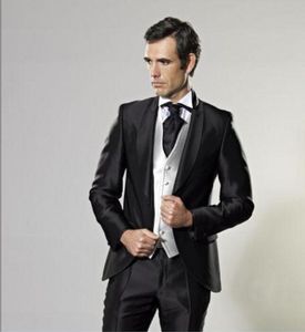 Klasik Designe Siyah Damat Smokin Şal Yaka Bir Düğme Groomsmen Mens Düğün Smokin Mükemmel Adam Suit (Ceket + Pantolon + Yelek + Kravat) 473