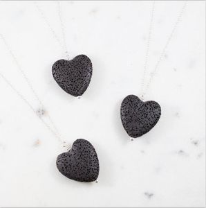 Moda amor coração essencial óleo difusor colar aromaterapia jóias preta lava pedra longa cadeias colares