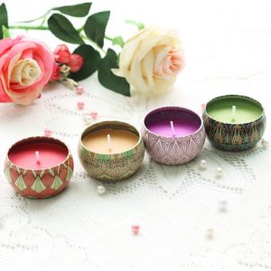 4PCS/Set Portable Scented Candles Rose Jasmine Lavender Gardenia Tin Candle Gift Wedding Birthday Candlestick Home Decoration