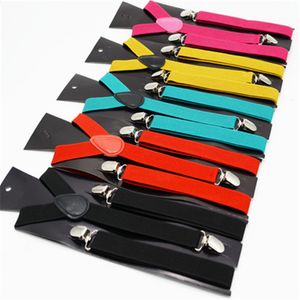 2.5X65CM boy/girl Y-back childr Adjustable Suspender Clip-on Elastic Suspender Pure color strap clip JXW512