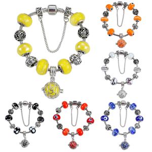 Antik versilberte Charm-Armbänder, europäisches großes Loch, böser Blick, Glasperlen, Parfüm, Medaillon, baumelnde Charms für Frauen und Mädchen