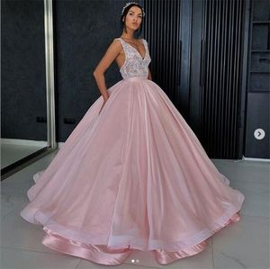 2020 Nuovo abito da ballo in tulle rosa con scollo a V Abiti da sposa Abiti da sposa Principessa abiti da sposa boho Abiti da sposa Sud Africa