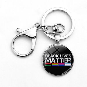 Glass Cabochon Keyrings Bag Charm Black Lives Matter Stop Resisting Key Ring Fashion Car Keychain Holder Women Men BLM Key Chain Accessories