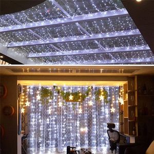 Luci per tende per finestre a LED 144 LED Luci per corde per ghiaccioli per tende per feste di matrimonio Bianco 8 modalità Luci per interni per esterni per camera da letto da giardino