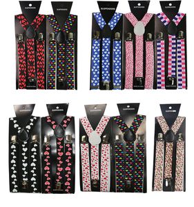 New Cute Children Baby Adjustable Clip-On Y Back Pink Love Heart Print Suspenders Braces For Girls and adults Women Men