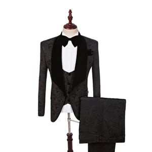 Schwarz-weiße Herren-Hochzeitsanzüge, Bräutigam-Anzug, maßgeschneidert, Plus-Size-Designer, formelle Herren-Hochzeitsanzüge, Bräutigam, Jacke + Hose + Weste + Krawatte