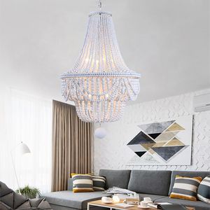 Modern loft vintage E27 lampade a sospensione a led lampade a sospensione in perline di legno blu luci decorative industriali per soggiorno cucina dell'hotel