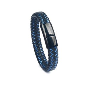 New Genuine Azul Corda trançada de aço inoxidável Bangles Pulseiras Magnet Buckle Cadeia Rope presente da jóia pulseira masculina