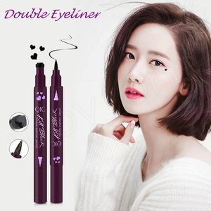 Double-head Black Liquid Eyeliner Pencil Waterproof Freestyle Star Heart Moon Flower Cute Stamp Eye Liner HHAa216