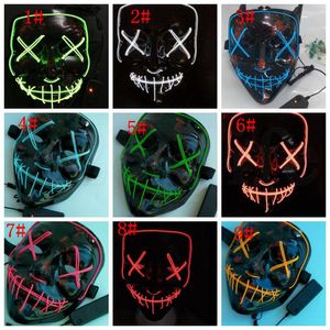 10 colori LED Glowing Mask Halloween Party Light up Cosplay Glowing in The Dark Mask Horror Glowing Mask KKA7536