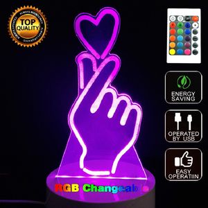 Gesture Than Heart 3D LED Night Light Touch Table Desk Lamp