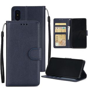 För iPhone XS Max XR S10 Lite 8 Plus Wallet Case Luxury PU Läder Mobiltelefon Tillbaka Väska Skydd med Kreditkort Slots