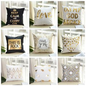 18*18 inch Sofa Throw Pillow Case Hot Stamping Print Pillow Cover Polyester Cushion Cover Pillowcase For Car Chair Home Decor Gift DH1023