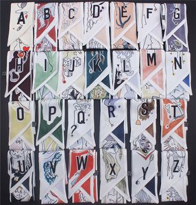 Fashion 26 Letters Silk Scarf Ny designtryck Kvinnor Huvud halsduk Små Slipshandtag Bag Ribbons Scarf Ladies Silk Scarves