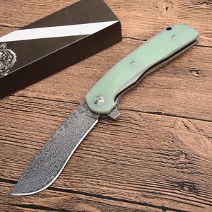 Coltello pieghevole Damasco Flipper a 3 colori VG10-Lama in acciaio Damasco Maniglia G10 Coltelli da salvataggio per sopravvivenza all'aperto