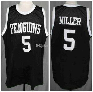 Hangin 'z pana Cooper Reggie Miller # 5 Koszykówka Jersey Oakbridge Penguins High School Retro Męskie Męskie Zszyte Nazwa niestandardowa Koszulki