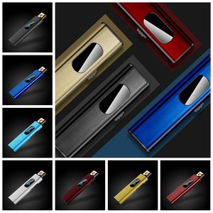 Nice Colorful Mini Ultrathin USB Touch Lighter Portable 180Mah Cyclic Charging Windproof For Cigarette Bong Smoking Pipe High Quality