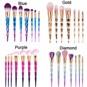 7pc Set Diamond Makeup Smurning Cosmetic Mieszanie Rainbow Professional Makeup Pędzers Zestaw Eyeliner Eyeliner Lip Smurn Tool