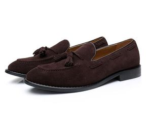 Hot sale-2019 Men Fashion Loafer Genuine Suede Leather Dress Shoes With Tassel Slip On Wedding Party Men's Moccasin 1NX25