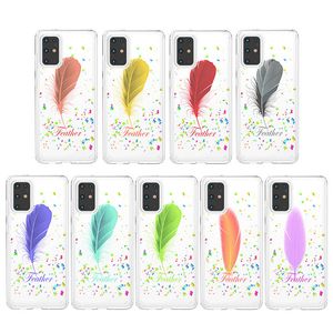 Telefon Väskor för Samsung S20 Plus S21 Ultra Clear Scratch Resistance Acrylic Relief Feathers Quill Pen Design Emboss Cover