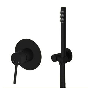 Brass Black Hand Held Shower Set Bathroom Diverter Mixer Valve And Shower Holder Hose Water Saving Shower Heads