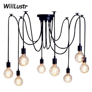 Criativo Preto Branco Cabo Pendant lâmpada pendurada industrial Light Hotel Office Store Restaurant Booth Aranha Iluminação Suspensão