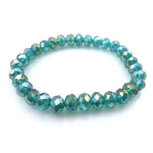 Peacock AB Color 8mm Faceted Crystal Beaded Bracelet For Women Simple Style Stretchy Bracelets 20pcs/lot Wholesale
