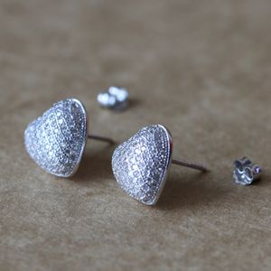 Fashion- Sterling Silver Earrings Jewelry Fashion Tiny CZ Pave Crystal Heart Stud Earrings Gift For Women Girls Kids Lady Fine Jewelry